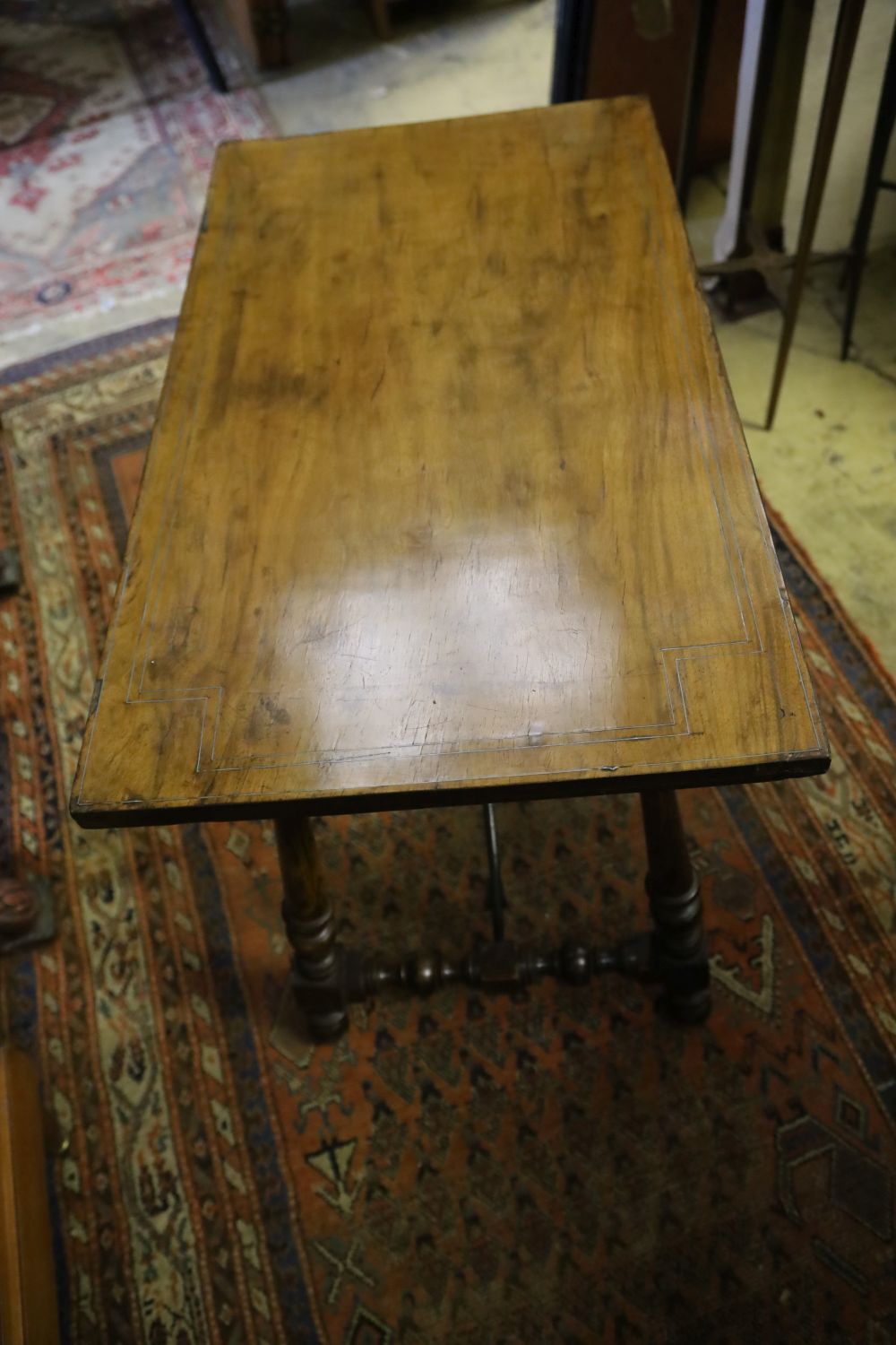 A Spanish rectangular walnut side table, width 86cm, depth 49cm, height 71cm